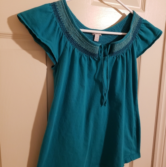 2/$20 Old Navy Flutter Sleeve Tshirt Teal Size Small - Picture 11 of 11